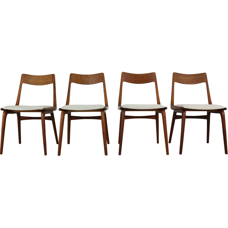 Lot de 4 chaises vintage Boomerang en teck par Alfred Christensen, Danemark