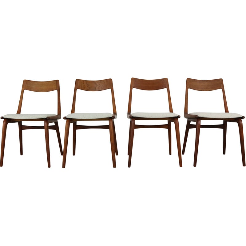 Set of 4 vintage Boomerang teak chairs by Alfred Christensen, Denmark