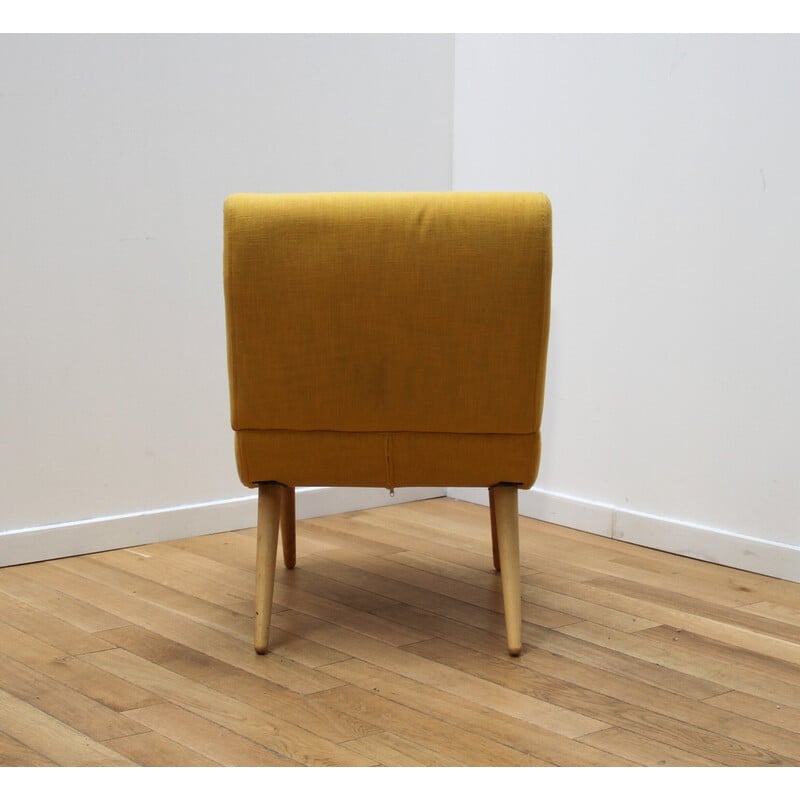 Paire de fauteuils vintage en bois et tissu par Pelfran Kiss pour Maison du Monde