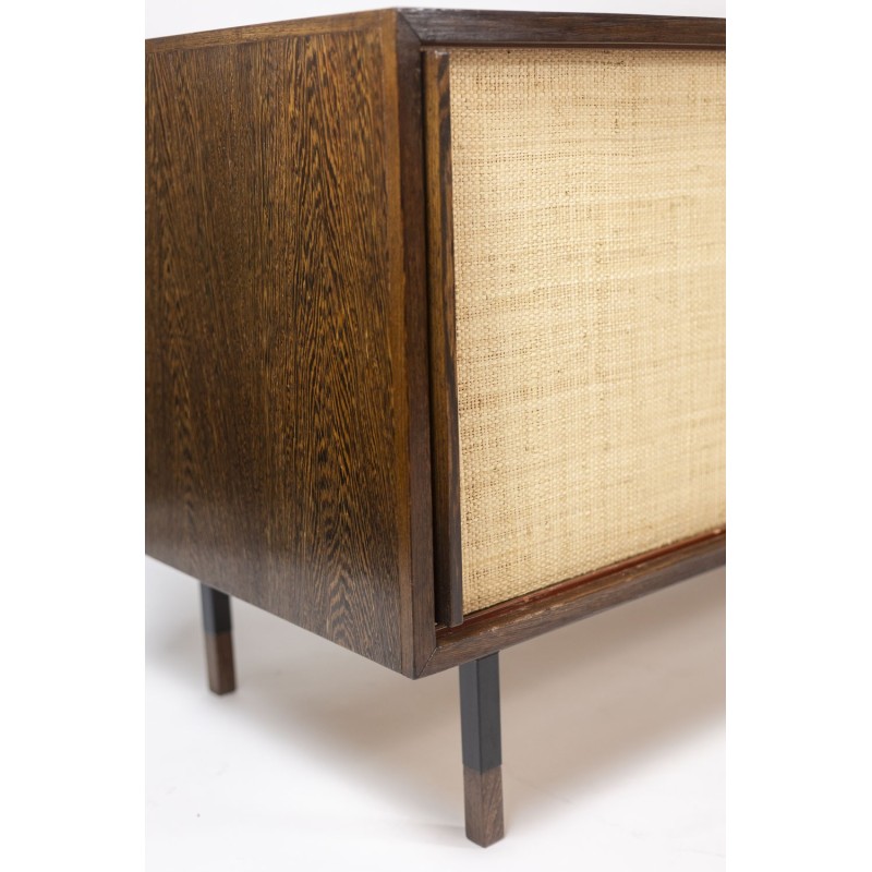 Vintage rectangular sideboard in wenge wood and lacquered metal, Netherlands 1970