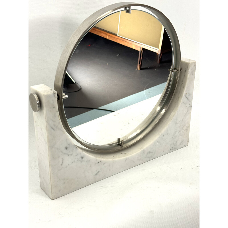 Vintage Carrara marble vanity mirror by Angelo Mangiarotti, Italy 1960