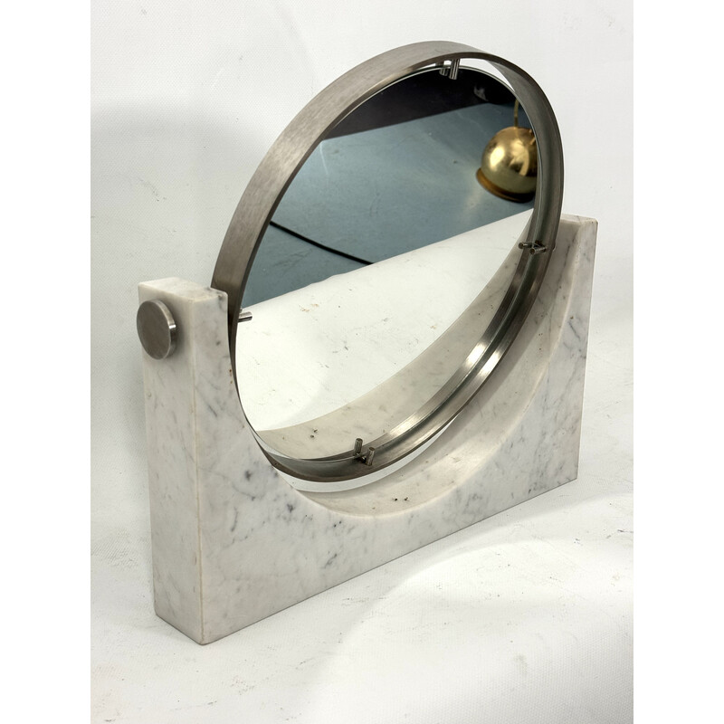 Vintage Carrara marble vanity mirror by Angelo Mangiarotti, Italy 1960