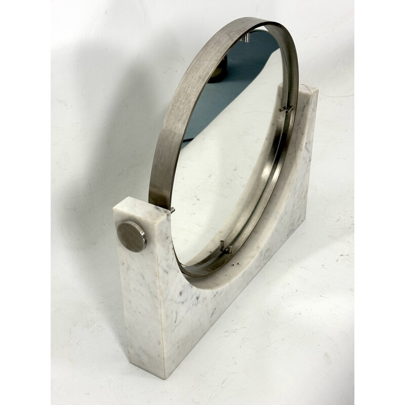 Espejo de mármol de Carrara vintage de Angelo Mangiarotti, Italia 1960