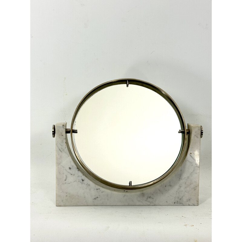 Vintage Carrara marble vanity mirror by Angelo Mangiarotti, Italy 1960