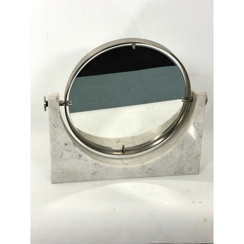 Vintage Carrara marble vanity mirror by Angelo Mangiarotti, Italy 1960