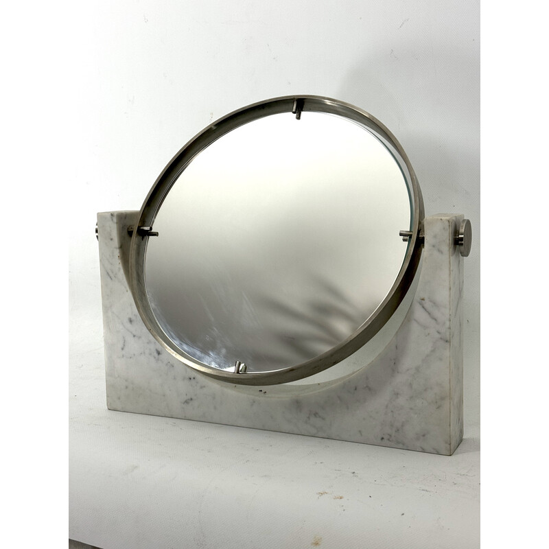 Vintage Carrara marble vanity mirror by Angelo Mangiarotti, Italy 1960