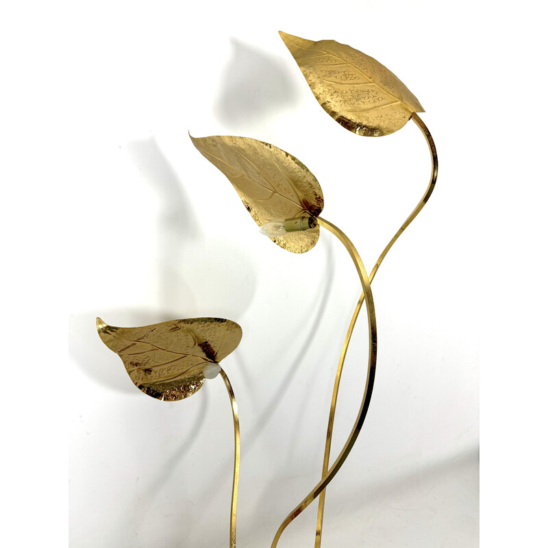 Vintage 3-arm brass floor lamp by Tommaso Barbi, Italy 1970