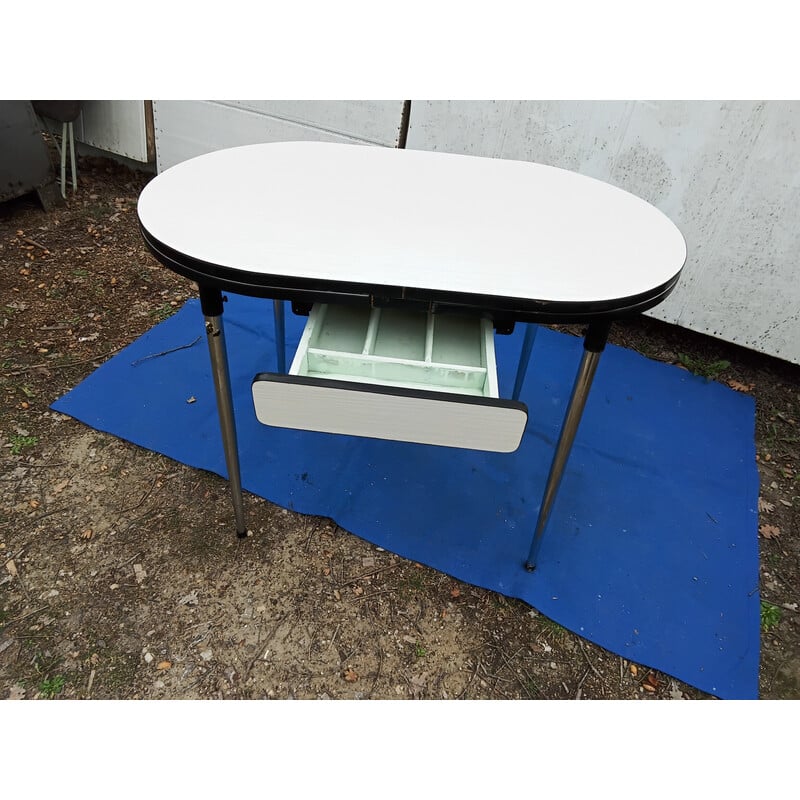Ausziehbarer Vintage-Tisch aus Resopal und Chrom