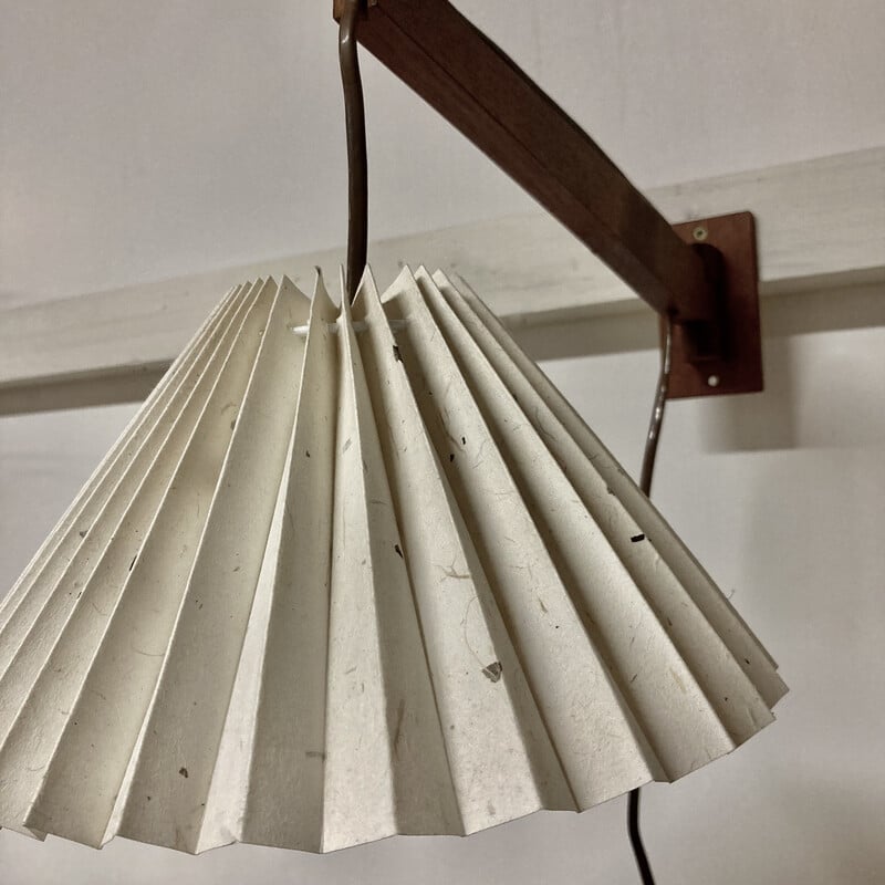 Vintage modular wall lamp in teak and paper, 1950