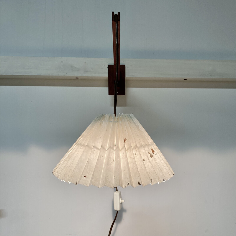 Vintage modular wall lamp in teak and paper, 1950