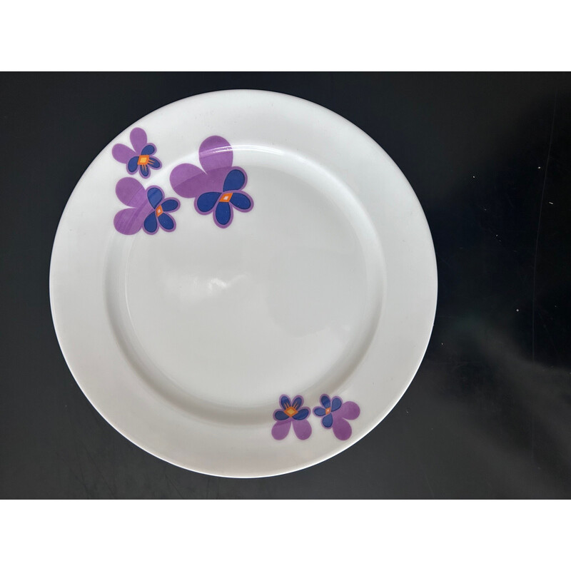 12 vintage porcelain plates with flower decoration for Heinrich, 1970