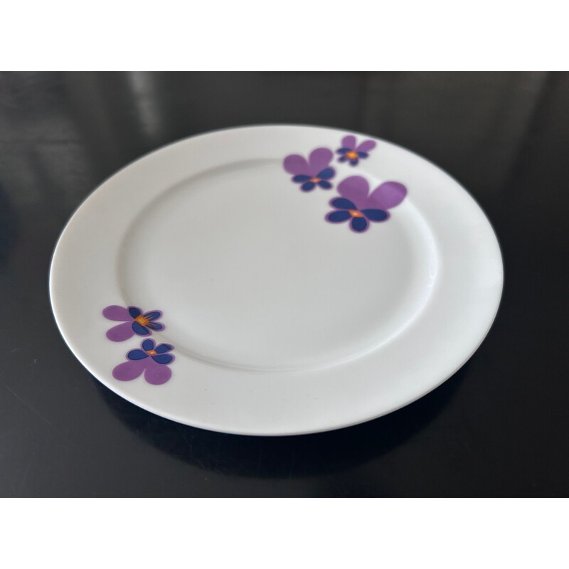 12 vintage porcelain plates with flower decoration for Heinrich, 1970