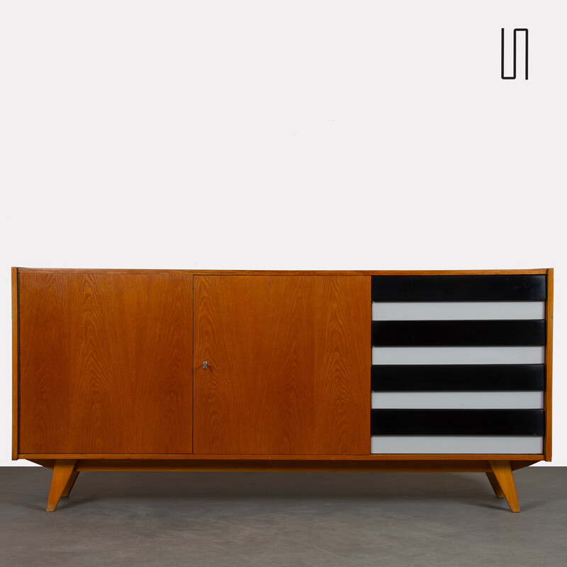 Vintage sideboard model U-460 in oak by Jiri Jiroutek for Interier Praha, Czechoslovakia 1960