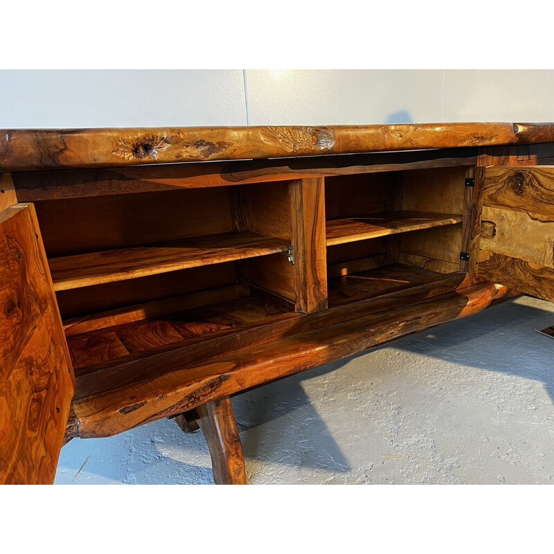 Vintage sideboard in solid olive wood for La Maison Skela, France 1960