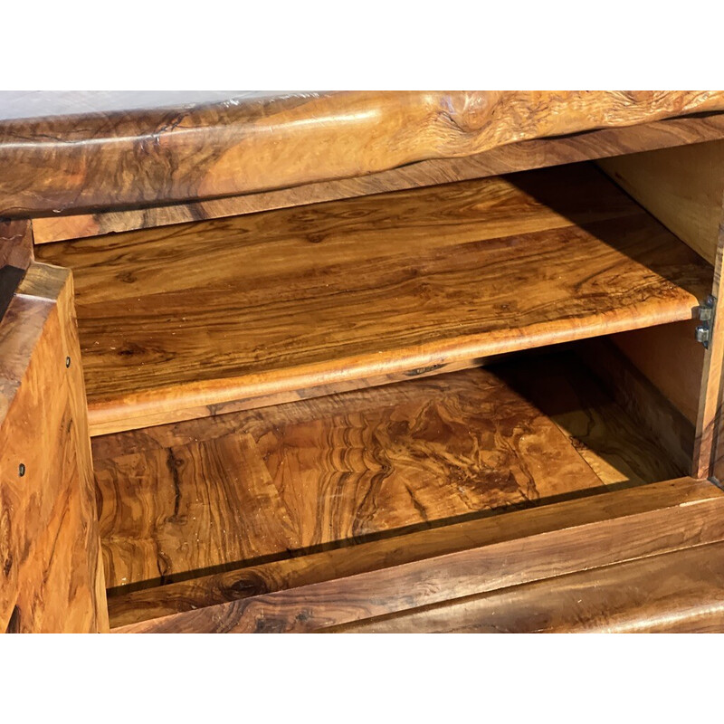 Vintage sideboard in solid olive wood for La Maison Skela, France 1960