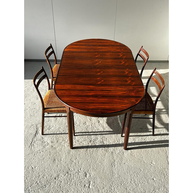 Vintage round extendable rosewood table for Rosengaarden, Denmark 1960