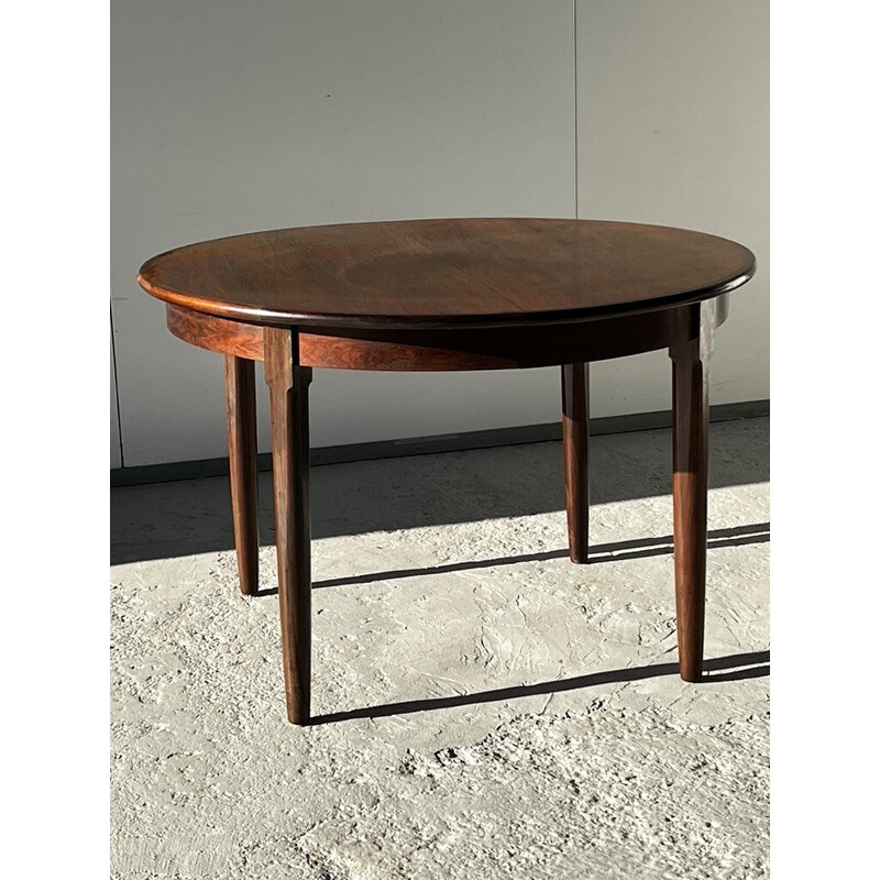 Table vintage ronde extensible en palissandre pour Rosengaarden, Danemark 1960