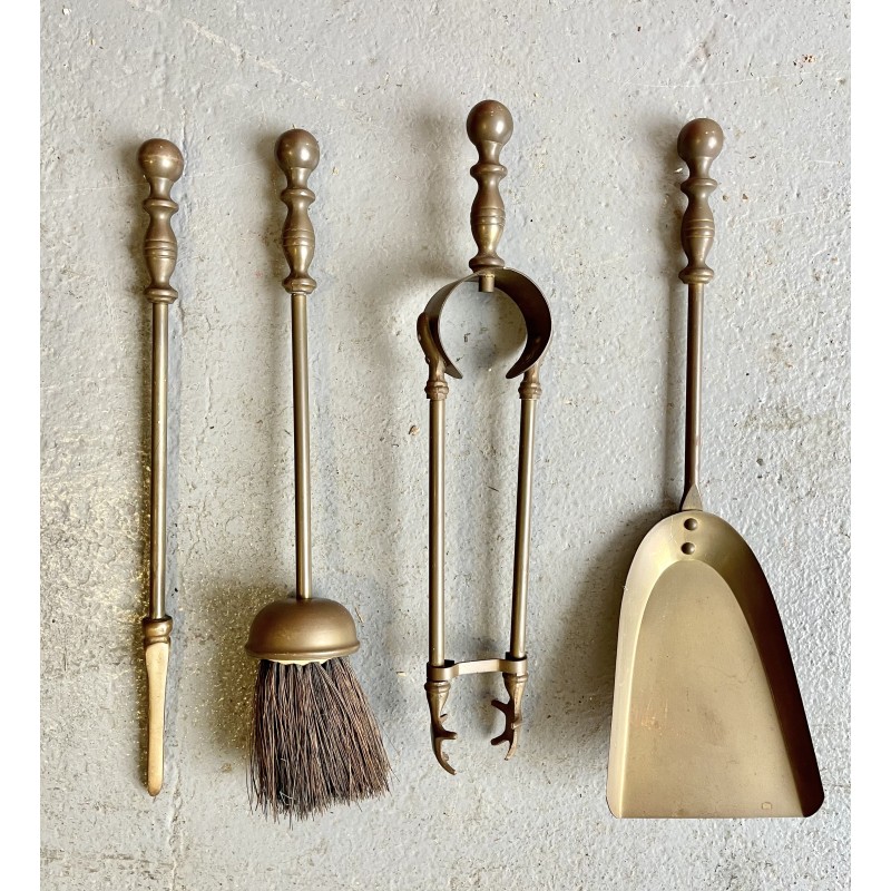 Vintage brass fireplace companion set