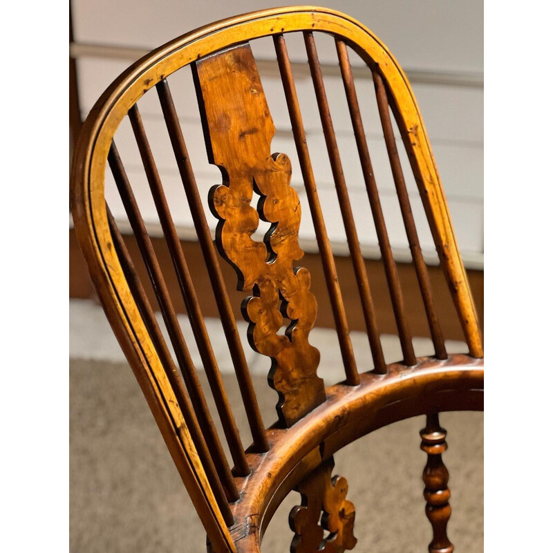Vintage Victorian Windsor armchair in solid elm, 1850