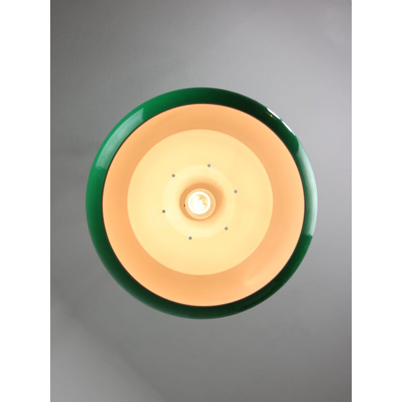 Vintage groene biljart tafellamp van messing en kunststof, Italië