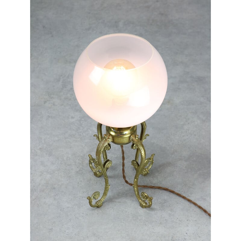 Vintage brass and glass table lamp, Italy