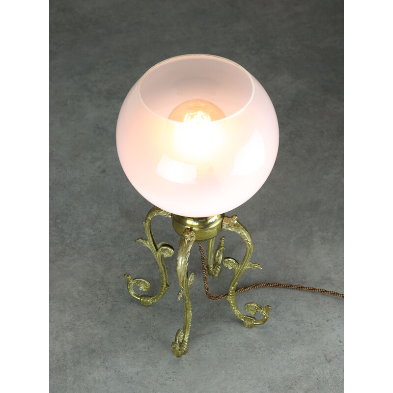 Lampe de table vintage en laiton et verre, Italie