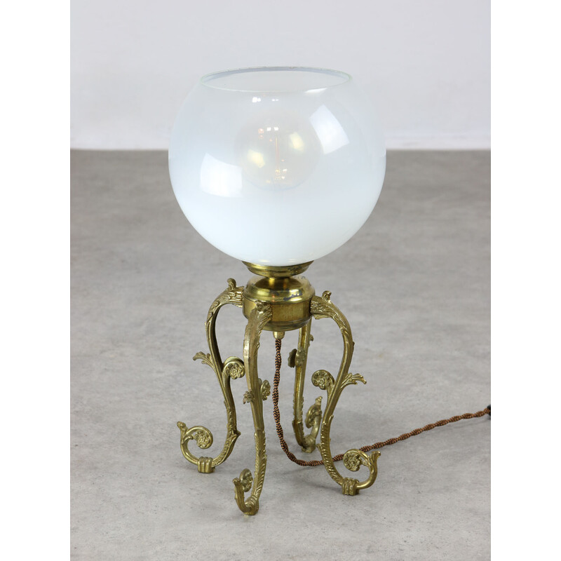 Lampe de table vintage en laiton et verre, Italie