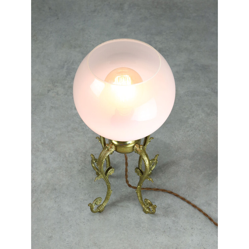 Lampe de table vintage en laiton et verre, Italie