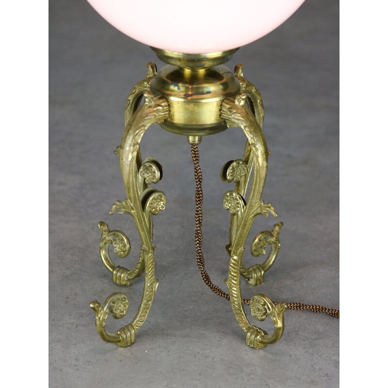 Vintage brass and glass table lamp, Italy