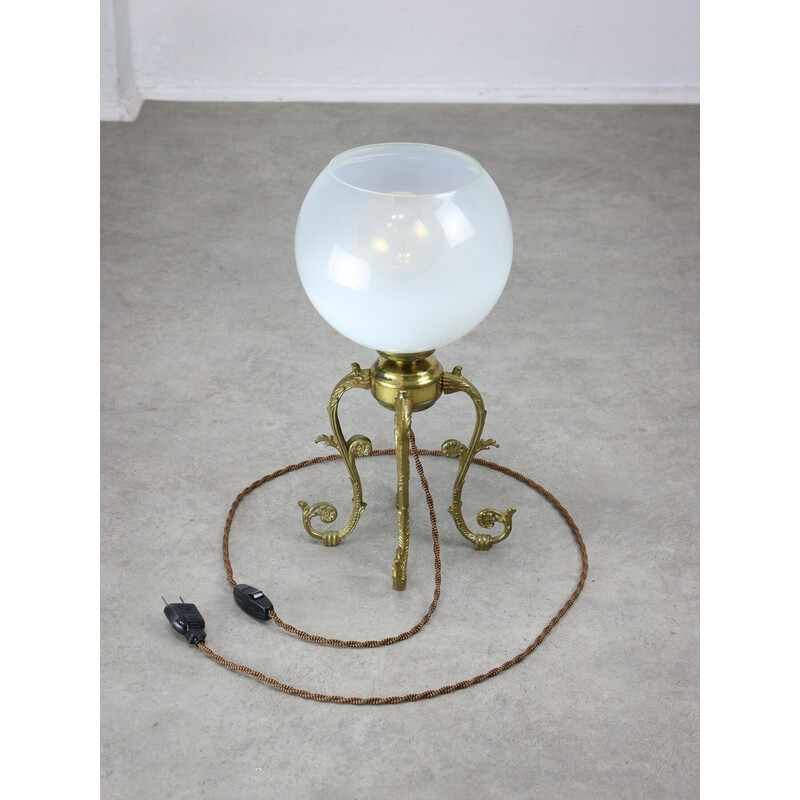 Lampe de table vintage en laiton et verre, Italie