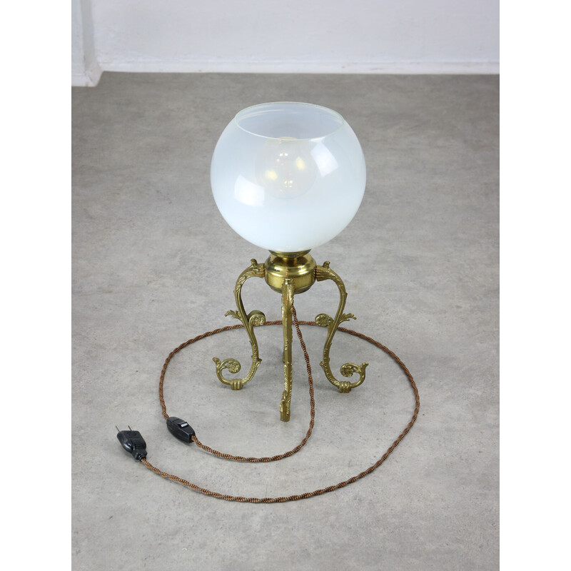 Vintage brass and glass table lamp, Italy