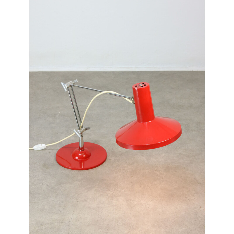 Lampe de table vintage rouge, Italie 1970