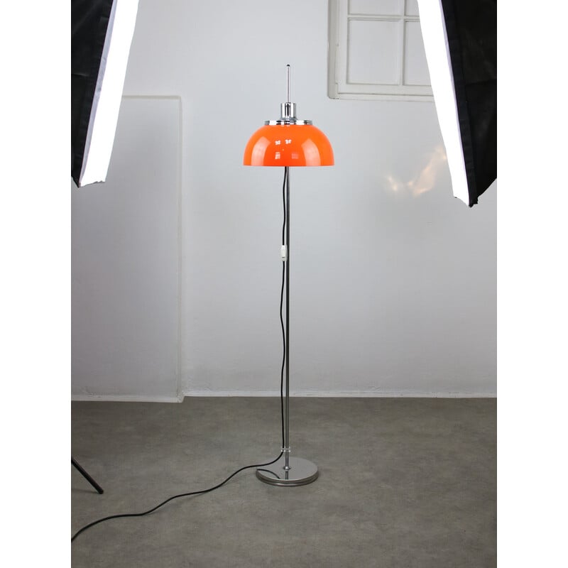 Lampadaire vintage Space Age Faro orange par Luigi Massoni pour Guzzini, 1960