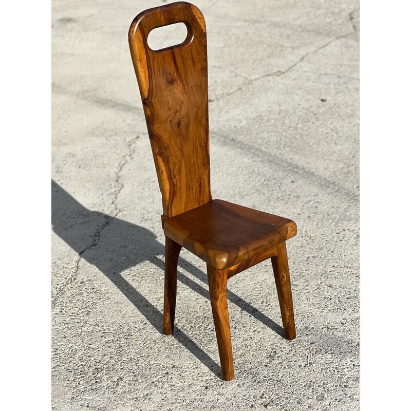 Set of 6 vintage chairs in solid olive wood for La Maison Skela, France 1960