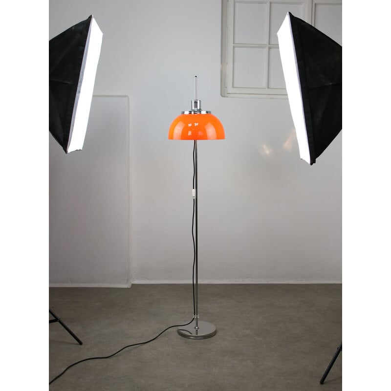 Lampadaire vintage Space Age Faro orange par Luigi Massoni pour Guzzini, 1960