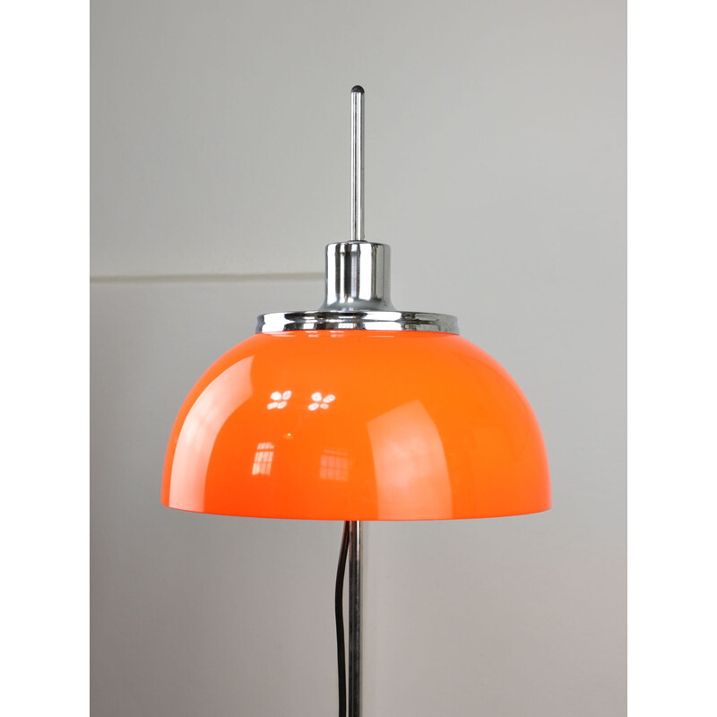 Vintage Space Age Faro orange floor lamp by Luigi Massoni for Guzzini, 1960