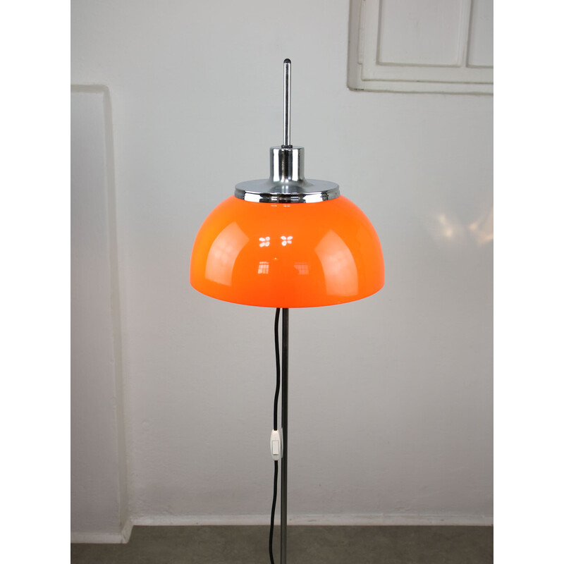 Vintage Space Age Faro orange floor lamp by Luigi Massoni for Guzzini, 1960