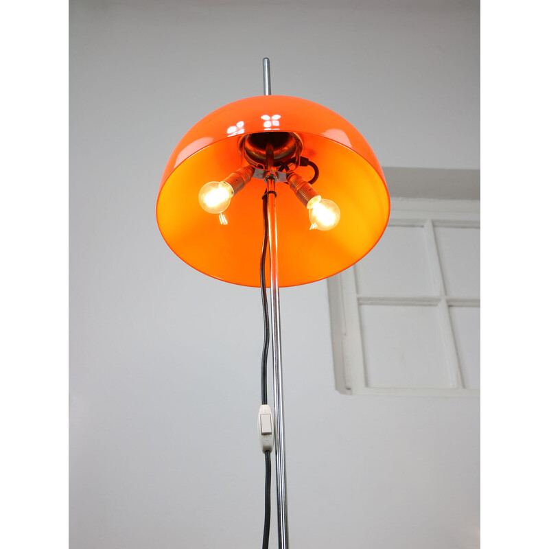 Vintage Space Age Faro orange floor lamp by Luigi Massoni for Guzzini, 1960