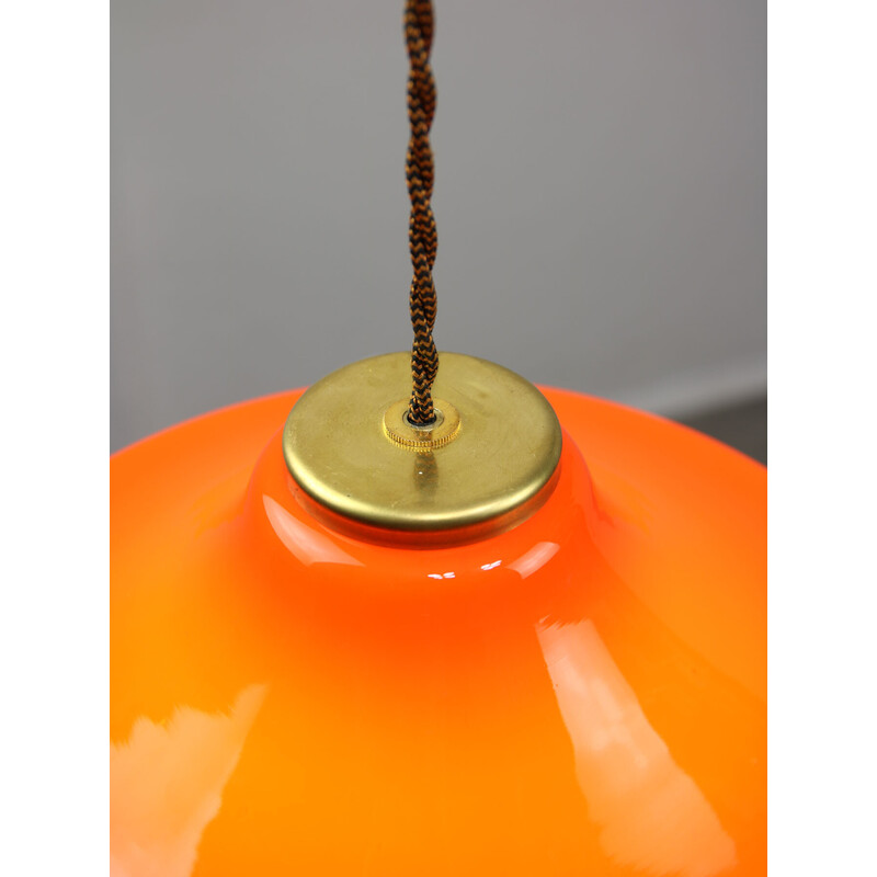 Vintage hanglamp van oranje glas en messing, Italië