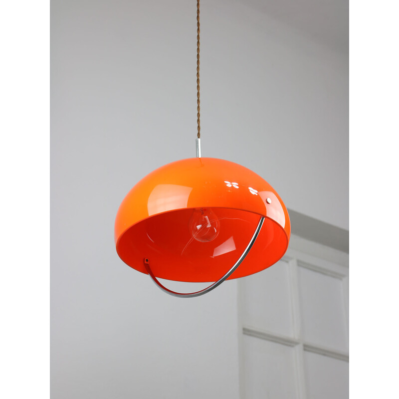 Suspension vintage Space Age en verre acrylique orange, Italie 1970