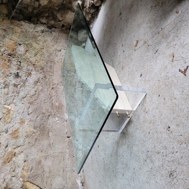 Vintage glass and marble coffee table, Italy 1990