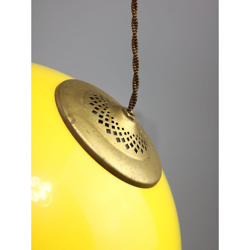 Vintage brass and plexiglass pendant lamp, Italy