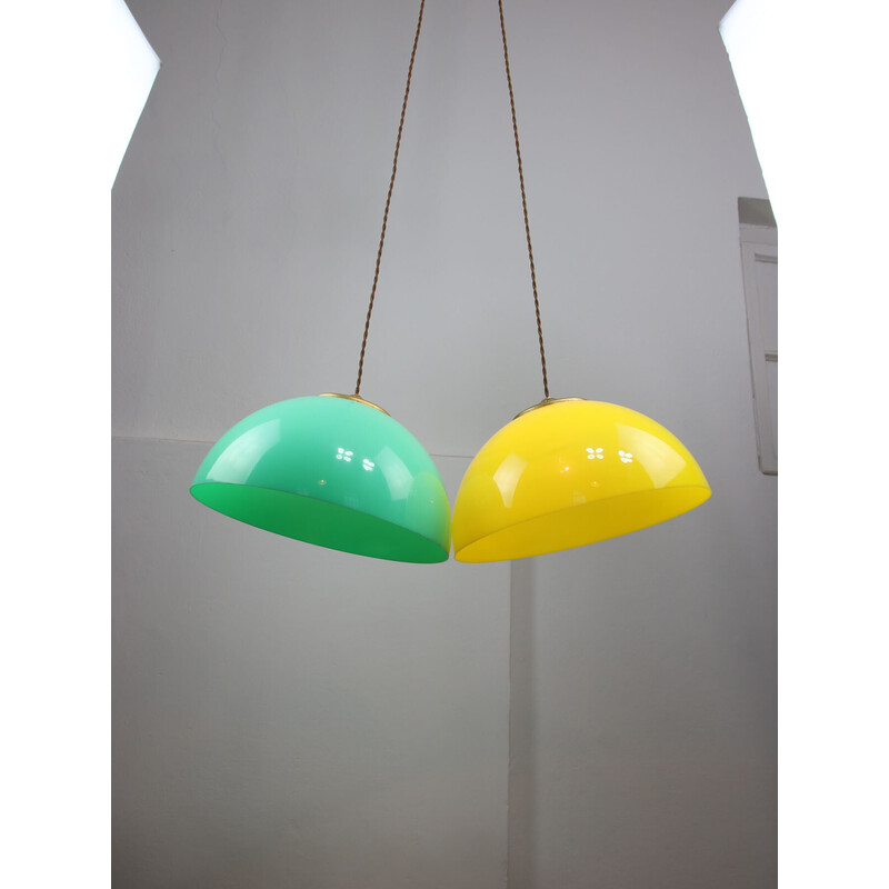 Suspension vintage en laiton et plexiglas, Italie