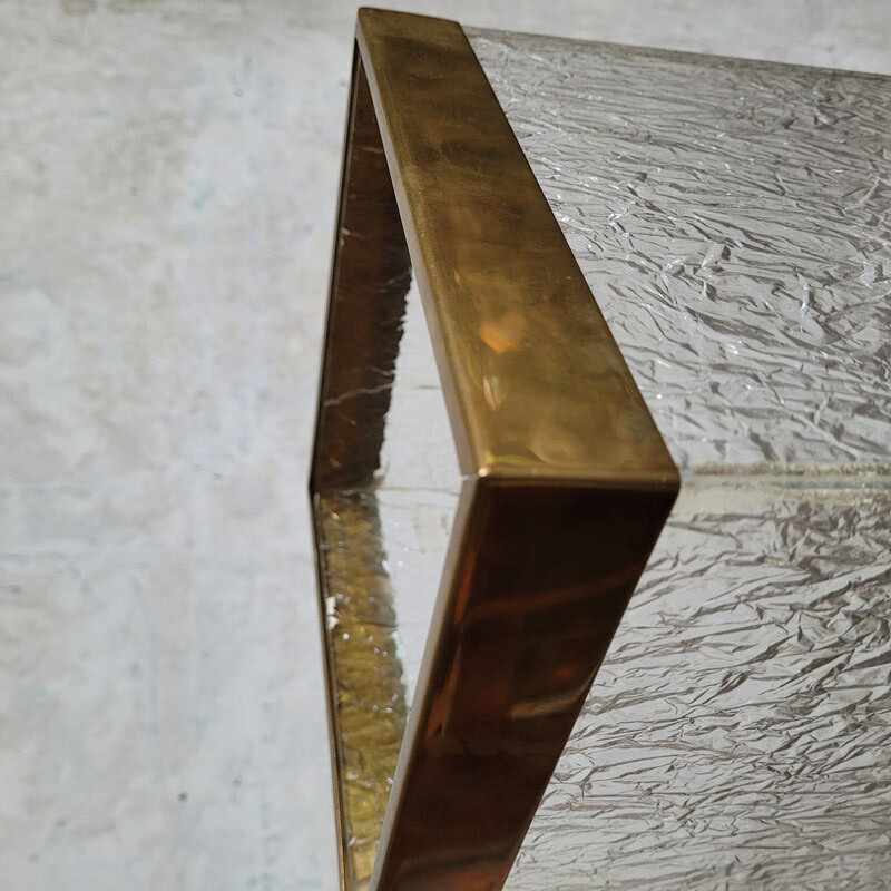 Vintage umbrella stand in brass and plexiglass, Italy