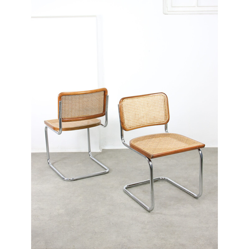Pareja de sillas vintage Cesca B32 marrón de Marcel Breuer