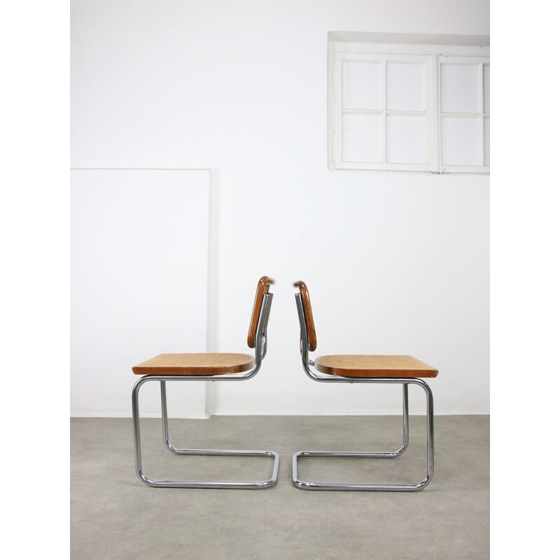 Pair of vintage Cesca B32 brown chairs by Marcel Breuer