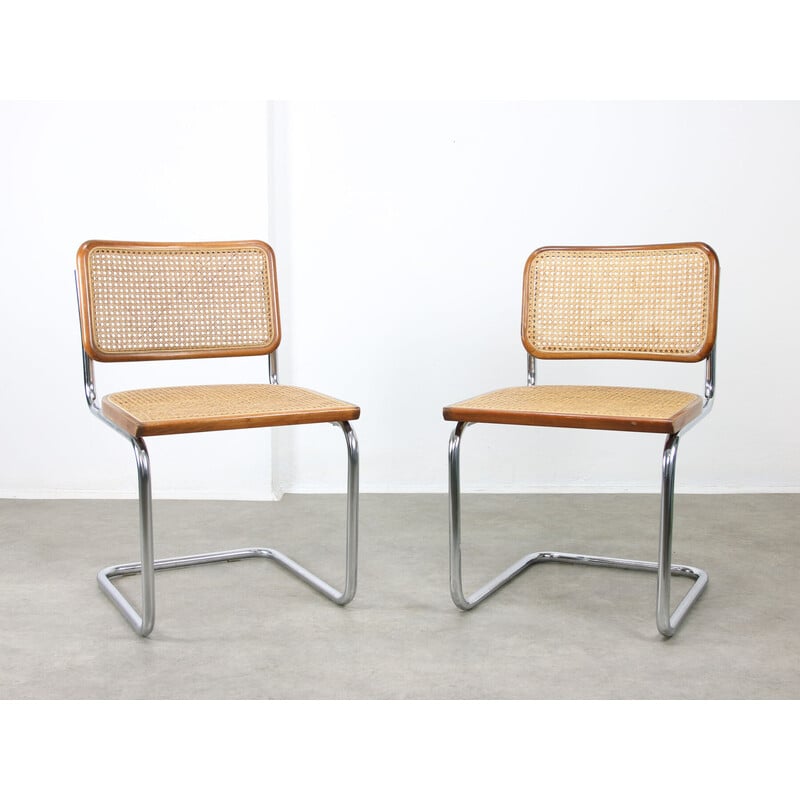Paire de chaises vintage Cesca B32 marron par Marcel Breuer