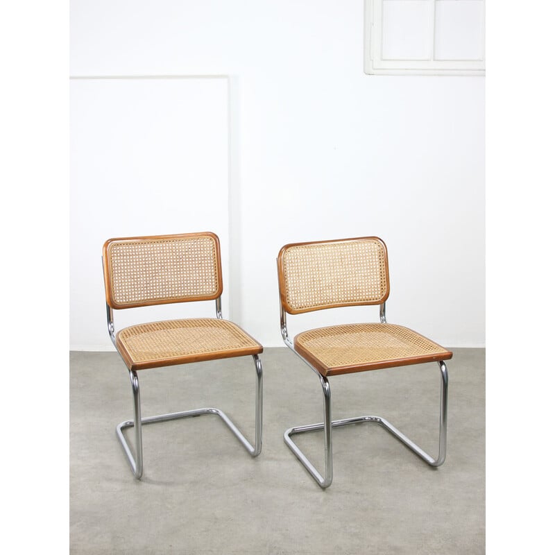 Paire de chaises vintage Cesca B32 marron par Marcel Breuer