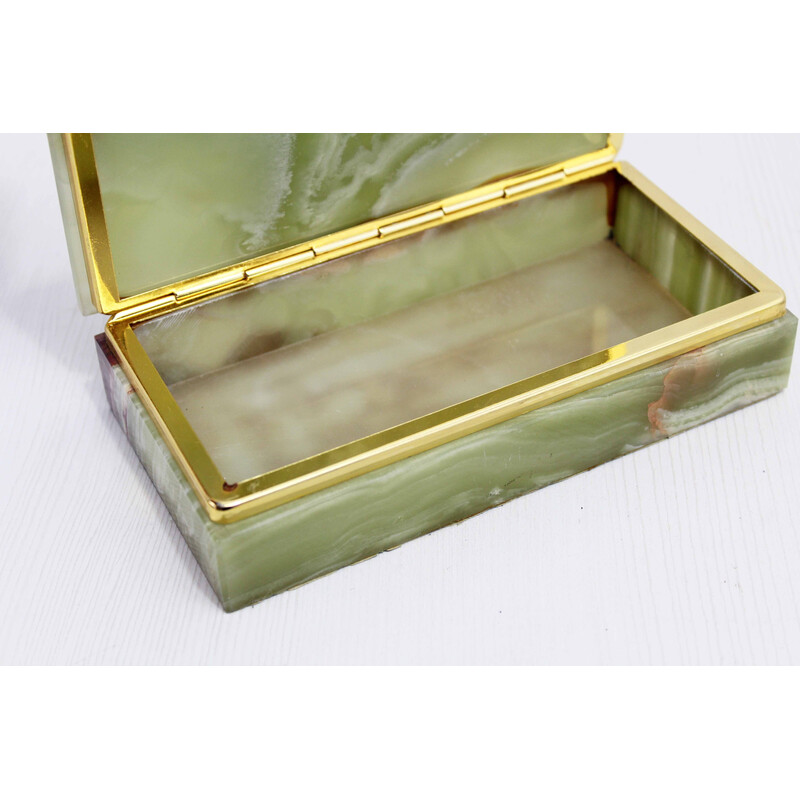 Pair of vintage onyx and brass boxes, Italy 1960