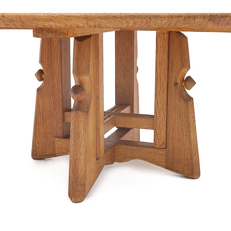 Runder Vintage-Tisch "Ladislas" aus Eiche und Keramik von Guillerme und Chambron, 1950